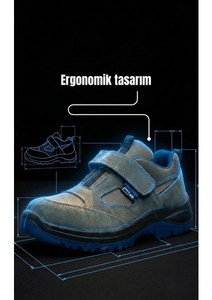 Premium Made S1 Mavi Taban Çelik Burun İş Ayakkabısı Kaymaz Antistatik Nefes Alabilir Hafif Model fırsatları