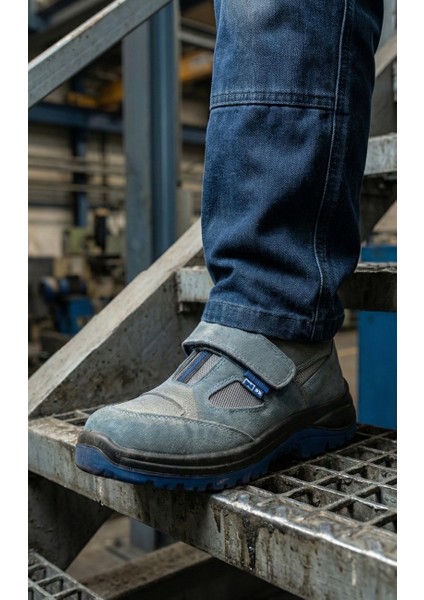 Premium Made S1 Mavi Taban Çelik Burun İş Ayakkabısı Kaymaz Antistatik Nefes Alabilir Hafif Model indirimleri