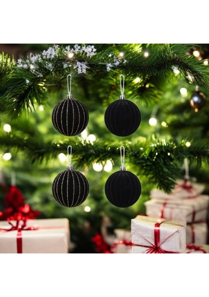 Yılbaşı Topu 8cm Kadife 4&apos;lü Siyah fiyatları