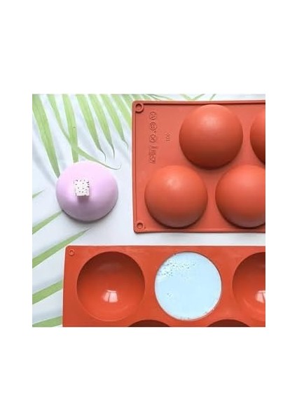 Siliko World 5&apos;li Yarım Küre Muffin, Çikolata, Kek Kalıbı, Silikon Kalıp 8cm, Kahverengi