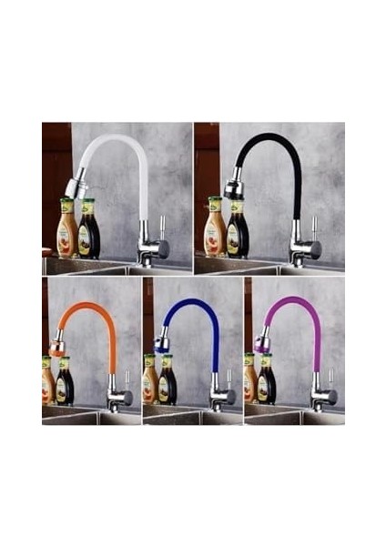 Oynar Başlıklı Spiral Renkli Kubar Lavabo, Mutfak Esnek Musluk Silikon Musluk Başlığı modelleri