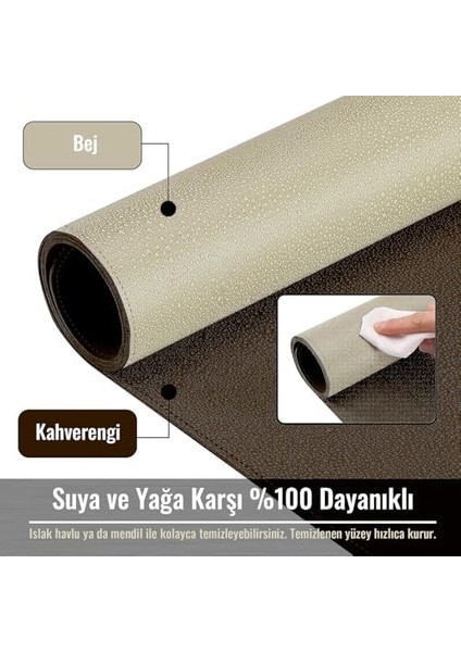 Çift Renk Dikişli Pu Deri Masa Matı 80X40 cm Mousepad, Su Geçirmez Masa Sümeni, Çift Taraflı Kullanım, Dizüstü Bilgisayar/ofis/ev Için, Kaymaz Taban (Bej ve ) modelleri