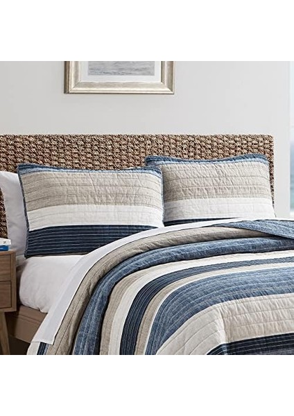 | Ridgeport | Quilt Set - 100%, Reversible, All Season Bedding, Includes Matching Shams,, Blue