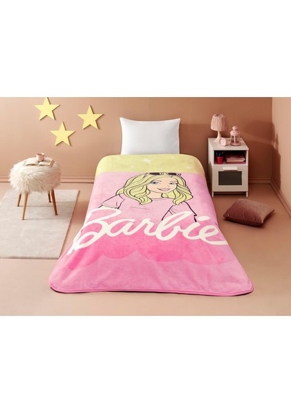 Malibu Çizgi Film Karakteri Pamuk-Polyester Karışım Battaniye, Sarı, Pembe, Tek Kişilik