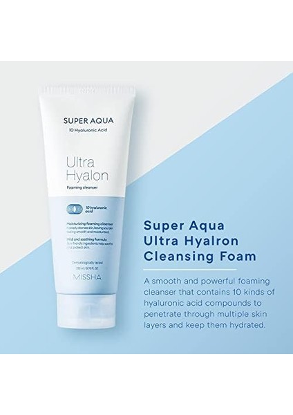 Mıssha 10 Farklı Hyalüronik Asit Içeren Cilt Temizleme Köpüğü Super Aqua Ultra Hyalon Cleansing Foam