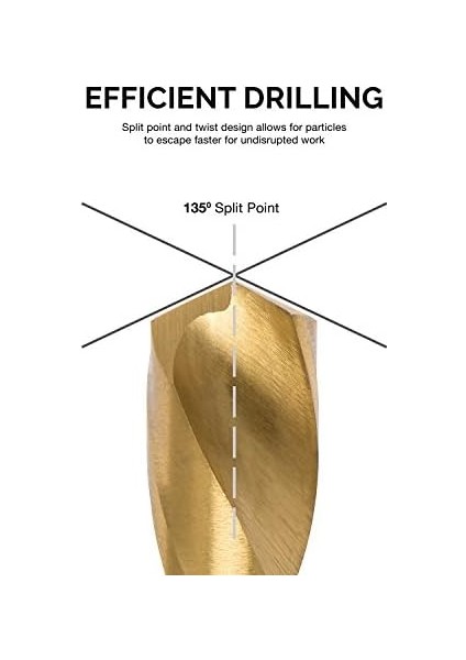 10037 Bir Sol Elle Matkap Seti, 15 Adet | M2 Hss Titan-Nitrid Kaplama | Sae (1/40,6 cm – 1/5,1 Cm) modelleri
