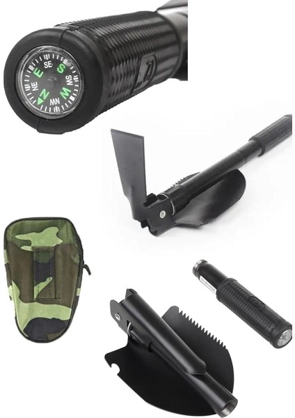 Portatif Çantalı Pusulalı Katlanabilir Metal Kazma Kürek Seti modelleri