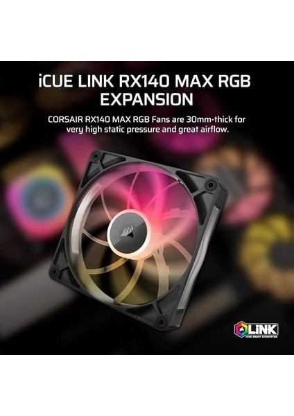Icue Lınk RX140 Max Rgb 140 mm Pwm Kalın Fan, Yüksek Statik Basınç, Manyetik Kubbe Yatak, Tekli Fan, Siyah modelleri