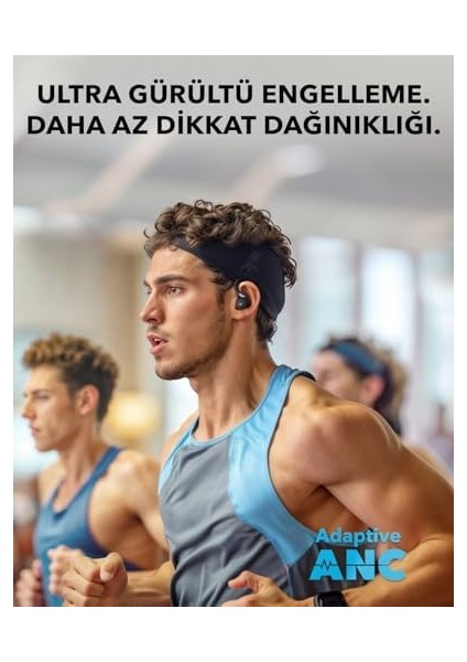 By Sport X20 Kulaklık, Antreman Kulakılığı, Anc Aktif Gürültü Engelleme, Bassup Teknolojisi,hızlı Şarj Özelliği, Siyah