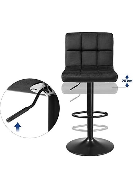 2li Set Kadife Bar Tabureleri, Yüksekliği Ayarlanabilir Döner Tabureler, Mutfak, Sırtlık ve Ayaklık, Metal, Siyah LJB014B01 modelleri