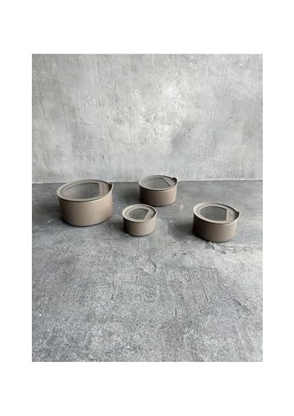 One 4&apos;lü Seramik Saklama Kabı Seti Gri