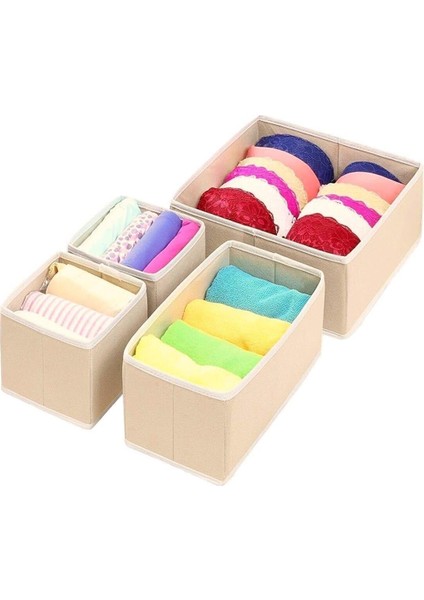 4&apos;lü Jüt Kutu Seti Dolap Içi ve Çekmece Içi Düzenleyici Organizer modelleri