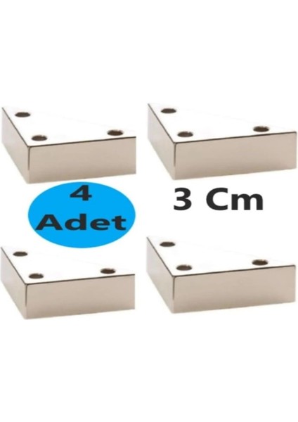 4 Adet Üçgen, Masa, Dolap Piramit Mobilya Ayağı 3 cm Beyaz