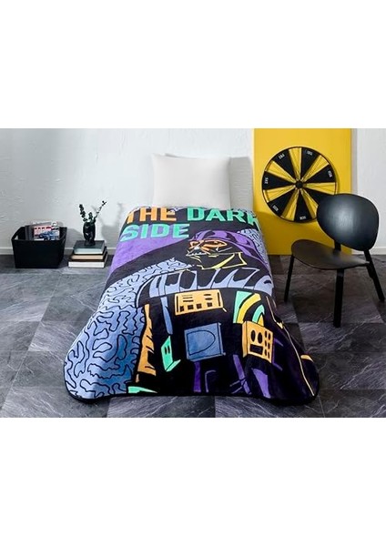 Cosmic Çizgi Film Karakteri Pamuk-Polyester Karışım Battaniye, Siyah, Mor, Turkuaz, Tek Kişilik fiyatları