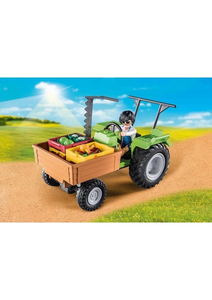 Country 71249 Römorklu Traktör, Taşıma Kutuları Dahil, Organik Çiftlik Için Yeşil Traktör, 4 Yaşından Büyük Çocuklar Için Sürdürülebilir Oyuncak fırsatları