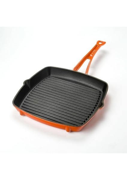 Döküm Izgara Tava, Metal Saplı, 26X26 Cm, Turuncu modelleri