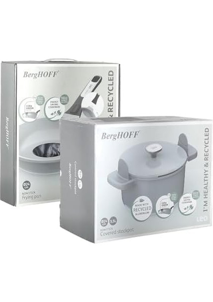 Kapaklı Yapışmaz Derin Tencere 24 cm ve Kızartma Tavası 24 cm Smoked Grey