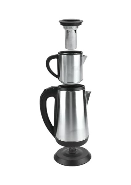 Crwn Elektrikli Çay Makinesi Çelik Çaydanlık Takımı Su Isıtıcı Türk Çayı 1800W fiyatları