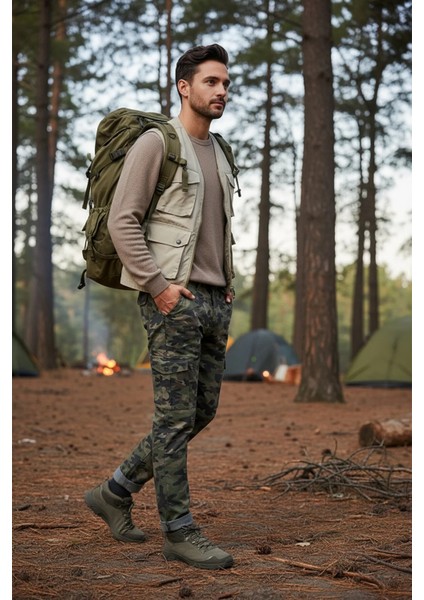 Askeri Erkek Kamuflaj Düz Paça Pantolon - Likralı - Fermuarlı - Çok Cepli fiyatları