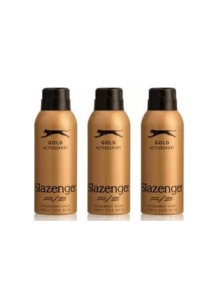 Slazenger Active Sport Gold Deo 150 ml - Erkek Deodorantı x 3 Adet