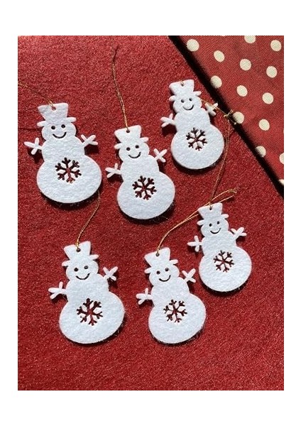 Mini Tasarım Atölyem Beyaz Kardan Adam Keçe Yılbaşı Ağacı Süs Seti Beyaz fiyatları