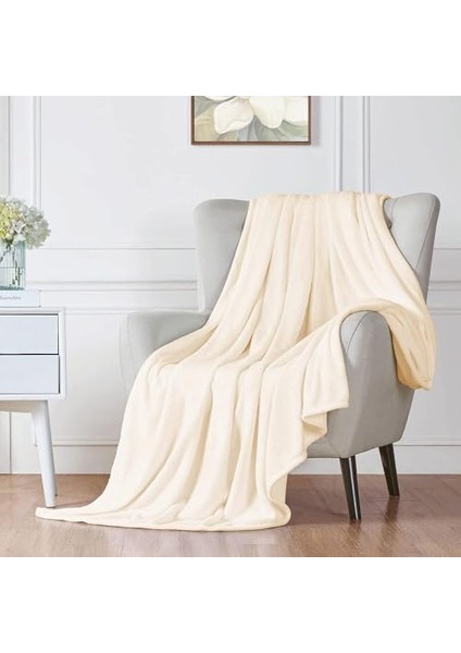 Battaniye, 280GSM Süper Yumuşak Polar Yatak Battaniyesi, Rahat ve Hafif Flanel Battaniye, Yatak, Koltuk, Seyahat ve Kamp Için (Açık Beyaz, 150X200CM) fiyatları