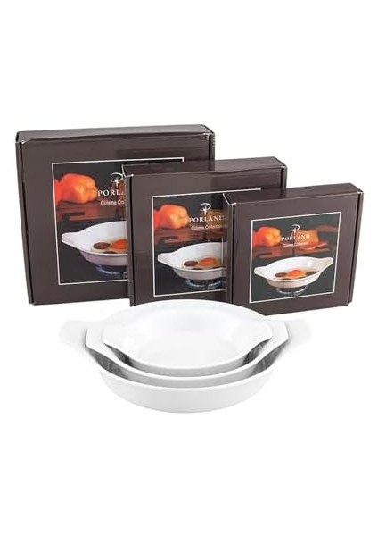 Beyaz Sahan Takımı, 3 Parça, 15-17-21 Cm, Fırın ve Bulaşık Makinesi Uyumlu