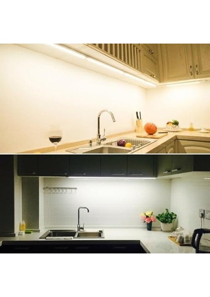 Mutfak Tezgah Altı Aydınlatma Slim LED Bant Armatür 220 Volt Elektrik Ile Çalışır Mutfak Dolap Altı LED Tezgah Işığı (Beyaz Işık, 5 Watt - 31,5 Cm)