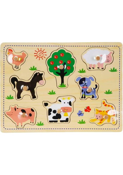 Tahta Raptiyeli Bultak Puzzle Çiftlik Hayvanları 8 Parça