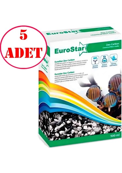 Akvaryum Filtre Malzemesi Amonyak Giderici Zeo Karbon 500 ml 5 Adet