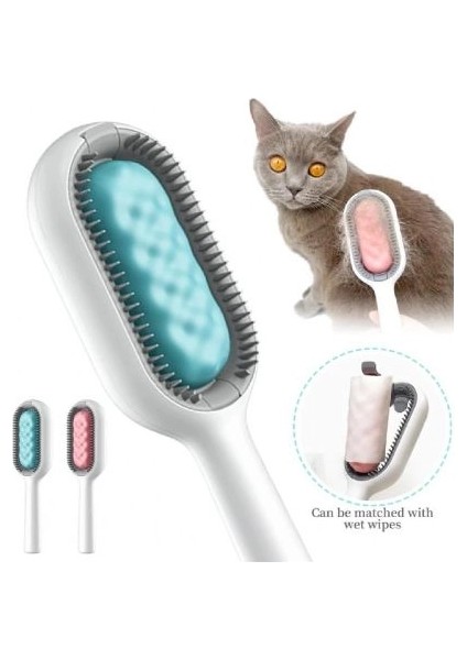 Mendil Takılabilir Çift Taraflı Kedi Tüy Toplama ve Masaj Tarağı (18.5 Cm)