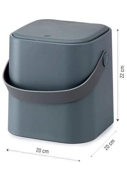 4l Mini Tezgah Üstü Çöp Kovası – Deri Tutma Saplı, Kompakt ve Şık Tasarım, Mutfak & Banyo Için, Geri Dönüşüm Dostu (Gri, 4 Litre)