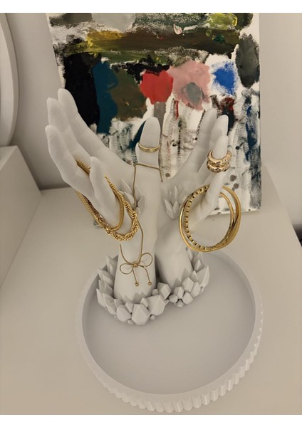 El Şeklinde Yüzük & Takı Standı Büyük (Beyaz)