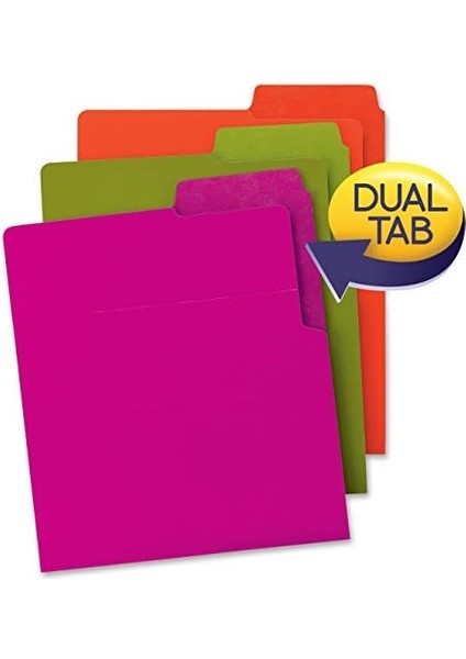 Organize Up Ağır Dikey Dosya Klasörleri, Çift Sekmeler, Harf Boyutu, Parlak Tonlar, Paket Başına 6 (75406) fiyatları