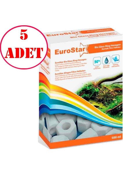 Akvaryum Filtre Malzemesi Bio Filter Ring Hexagon 500 ml 5 Adet