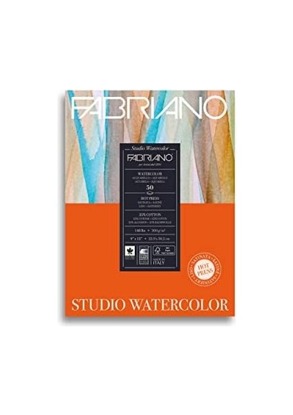 Fabriano Stüdyo Pedi, Pres, 22,86 cm x 30,48 Cm, 63,5 Kg, 50 Yaprak, Beyaz