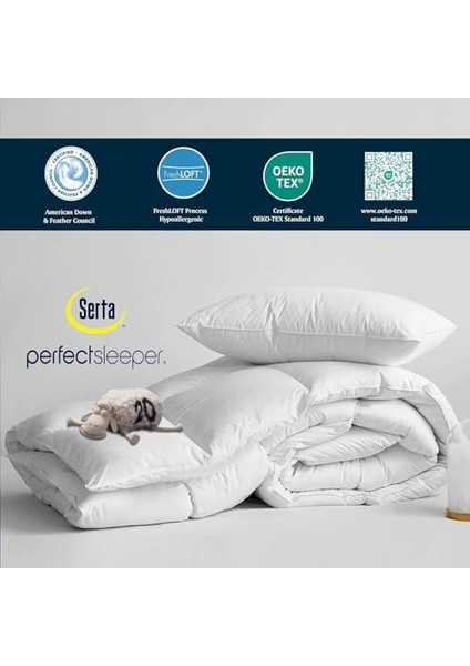 Serta 233 Iplik Sayısı Beyaz Tüy Kaz Tüyü Lifli Mevsimler Yorgan, Ikili