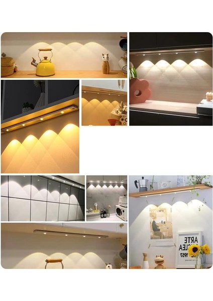 Sensörlü Şarjlı 3 Farklı Işık Renkli Dimmerli 40CM Siyah Ultra Slim Kabin LED modelleri