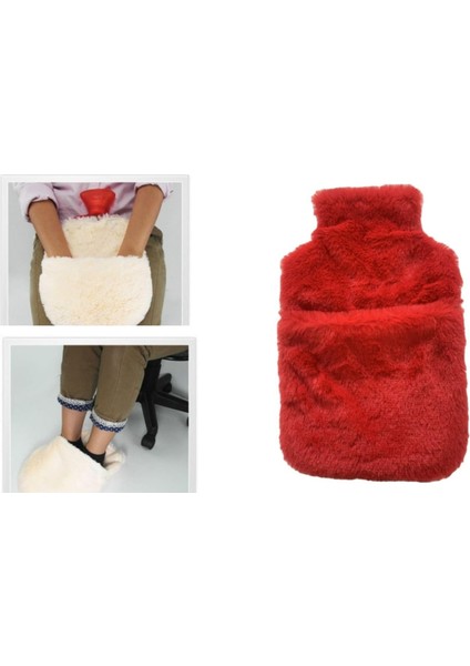 Bosphorus Homi Sıcak Su Torbası Cepli Kırmızı Peluş Termofor 32,5X17,5CM 1500 ml