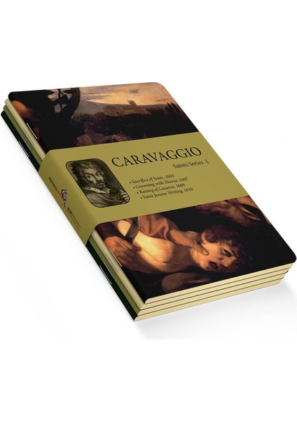 Saint Series I - A5, Caravaggio 4&apos;lü Defter Seti Iıı, Çizgisiz, Toplam 256 Sayfa, Her Biri 64 Sayfa, Tel Dikiş, Esnek Kapak, Oval Kenar, Tuval Doku, 60 Gram, Sarı Krem Renk fiyatları