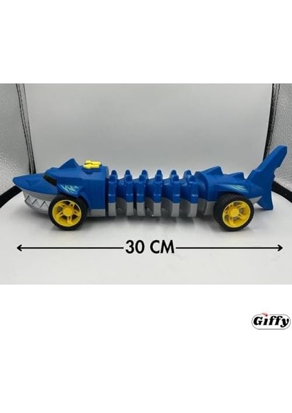 Oyuncak Pilli Sesli LED Işıklı Hareketli Demo Modlu Timsah/köpek Balığı (Mavi) modelleri