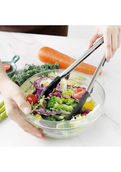 Paslanmaz Gövdeli Silikon Uçlu Yemek Pişirme Maşası (NKS144)