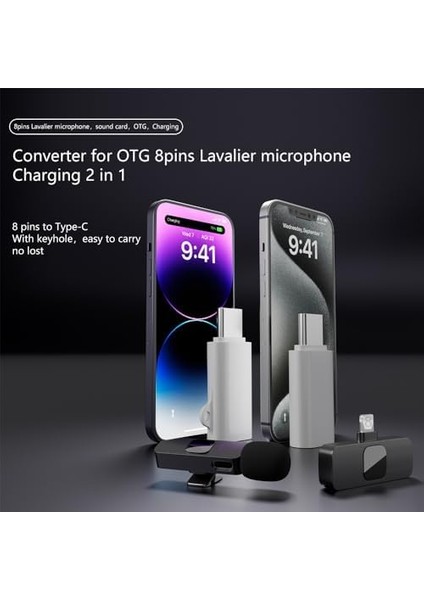Type C To Lightning Yuva Çevirici Yaka Mikrofonu ile Uyumlu Hızlı Şarj ve Veri Aktarımı Beyaz Otg Adaptör Otgyz