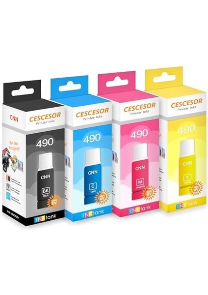Cescesor Gı 490 Için 4 Renk Mürekkep Seti 1X140 ml 3X70 ml