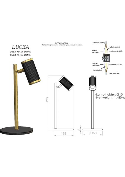 Vıtale Siyah-Antık Lak Masa Lambası 1XGU10
