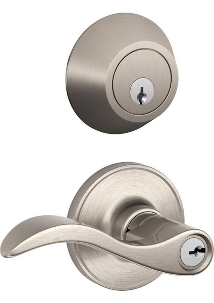 JC60 V Sev Priz 619 Güvenlik Set 1-Silindir ve J54 Kodlanmış Giriş Sevilla Kolu, Saten Nikel Kaplama