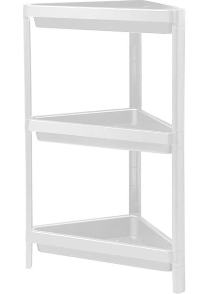 3 Katlı Üçgen Köşe Rafı | Banyo, Mutfak ve Kiler Için Yer Tasarruflu Organizer | Çok Amaçlı Raf Ünitesi | 3 Farklı Renk Seçeneği | (33X71X33CM) (Beyaz)