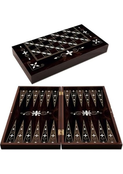 Star Tavla Büyük Boy Polyester Antik Damla Desenli Tavla 25X49X6 Cm. Backgammon