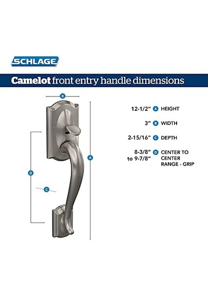 (Aged Bronze) - FE285-CAM-ACC-RH Camelot Lower Handleset For Electronic Keypad With Acce