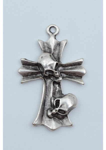 Kuru Kafa Haç Gümüş Kaplama Kolye Ucu